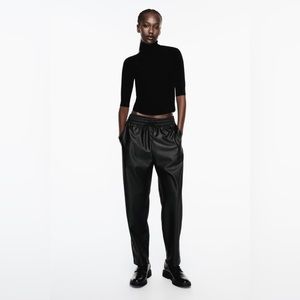 Zara Leather Jogging Pants Black XS